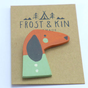 Frost and Kin Orange dog brooch