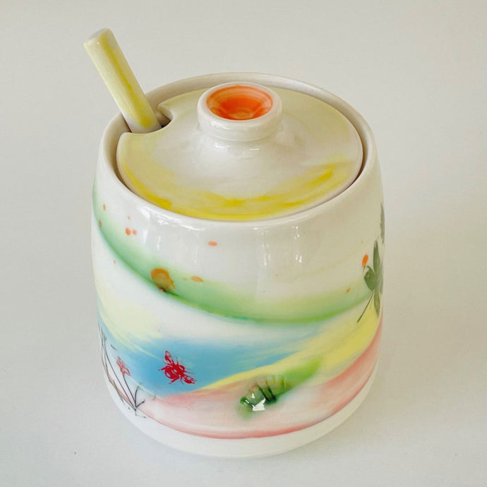 Lidded pot with spoon