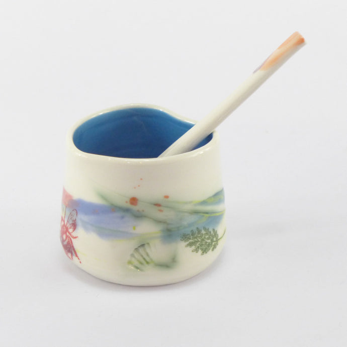 Heart dish with spoon blue