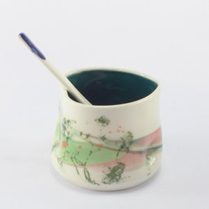 Heart dish with spoon dark green