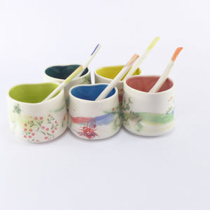 Heart dish with spoon yellow
