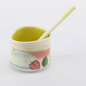 Heart dish with spoon yellow