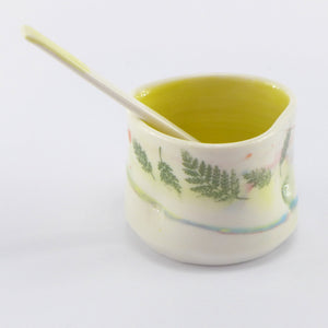 Heart dish with spoon yellow