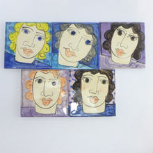 Load image into Gallery viewer, Blue and purple face coasters