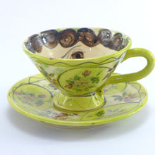 Load image into Gallery viewer, Lime green cup and saucer