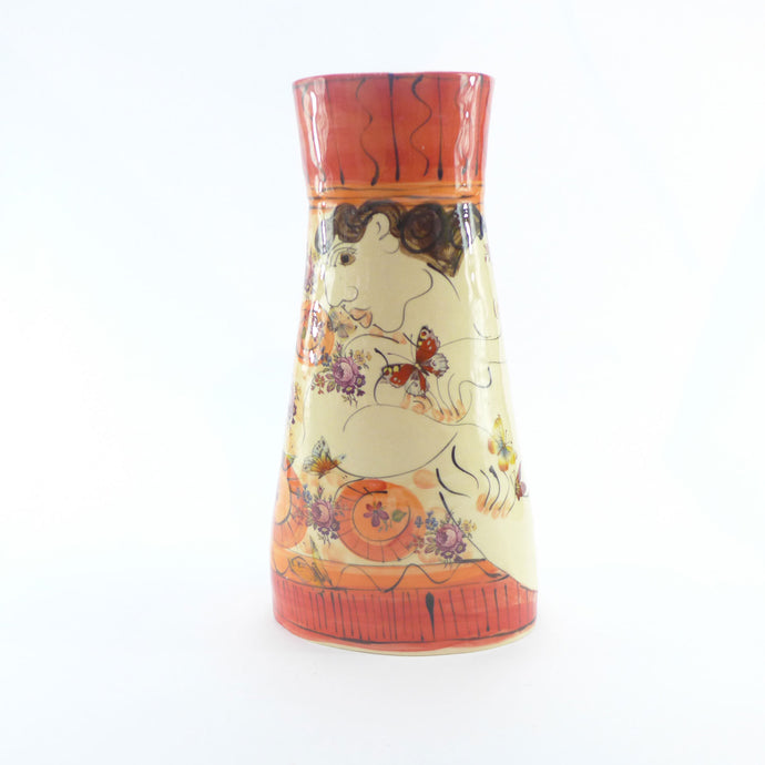 Figure large red and orange vase