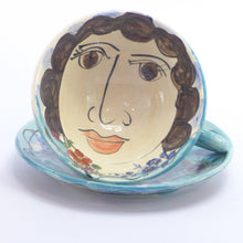 Load image into Gallery viewer, Turquoise cup and saucer