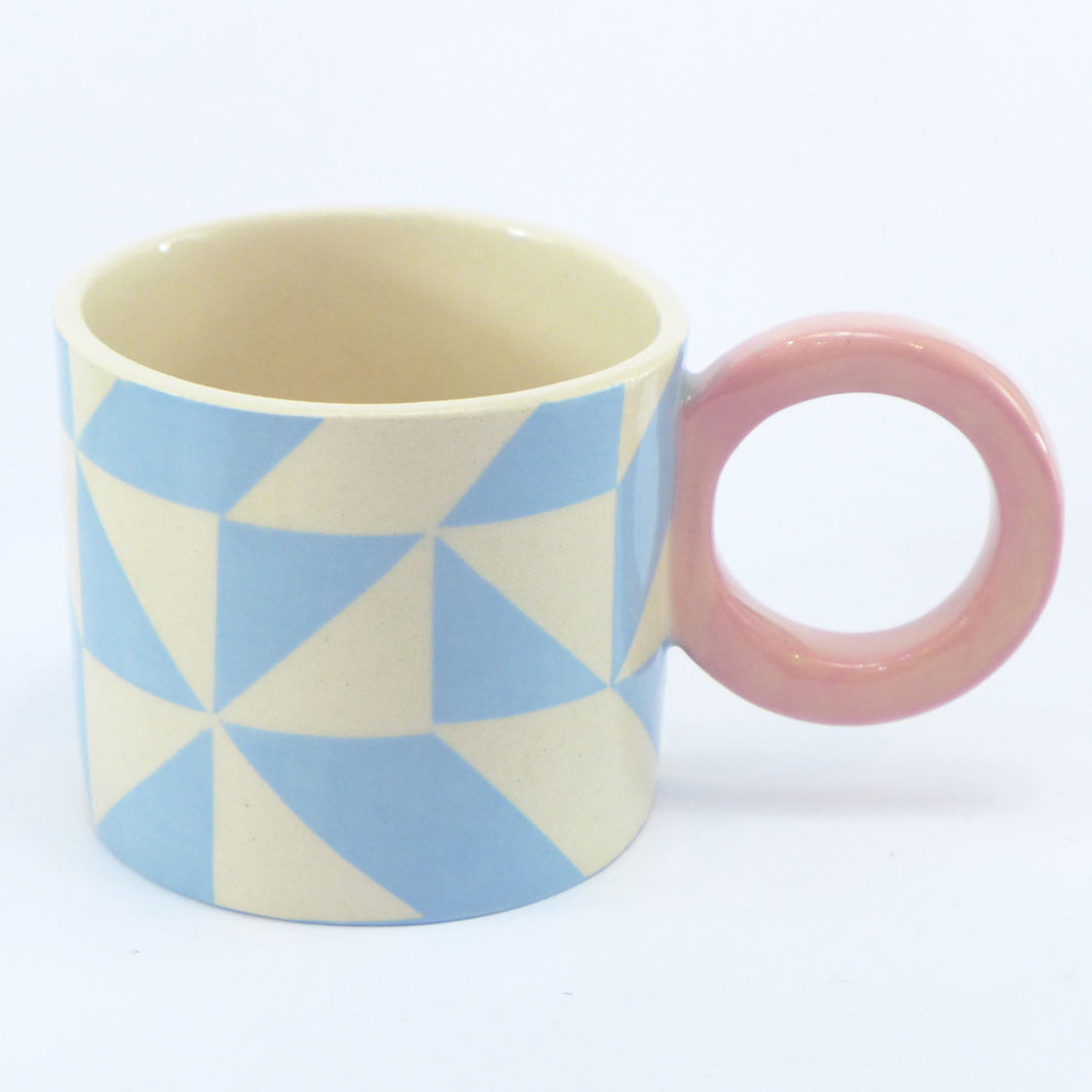 Bright blue geometric mug