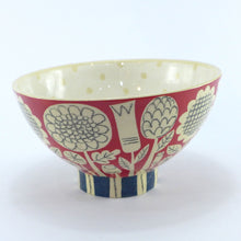 Load image into Gallery viewer, Dark red garden footed bowl