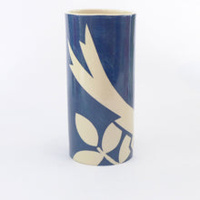 Load image into Gallery viewer, Teal ava bird small cylinder vase
