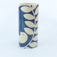 Load image into Gallery viewer, Teal ava bird small cylinder vase