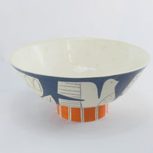Load image into Gallery viewer, Teal garden shallow footed bowl