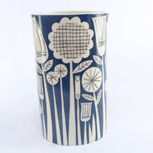 Load image into Gallery viewer, Teal garden oval vase 1
