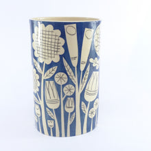 Load image into Gallery viewer, Teal garden oval vase 2