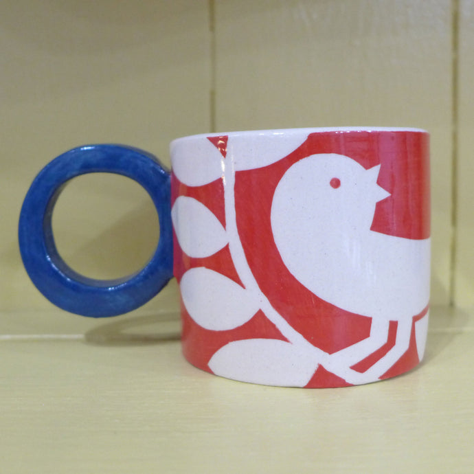 Dark red ava bird mug