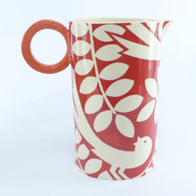 Load image into Gallery viewer, Dark red large oval ava bird jug  2