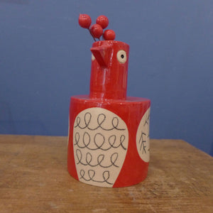 Dark red bird vase