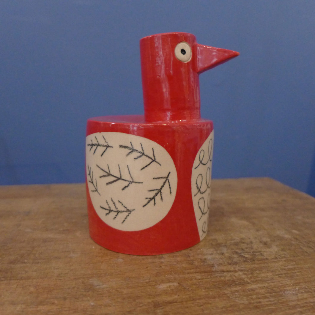 Dark red bird vase