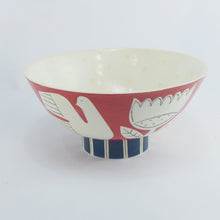 Load image into Gallery viewer, Dark red garden footed bowl