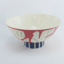 Load image into Gallery viewer, Dark red garden footed bowl