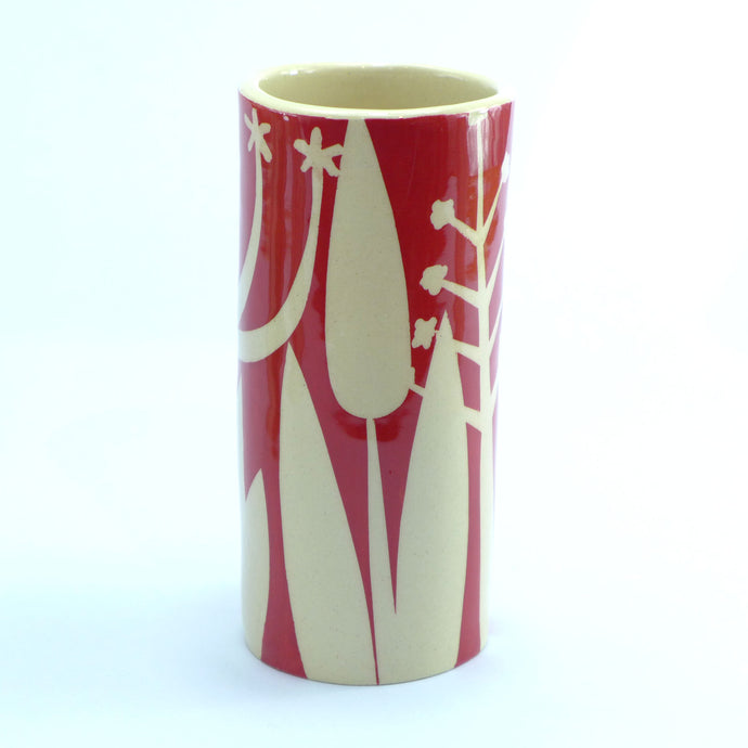 Dark red hedgerow small cylinder vase