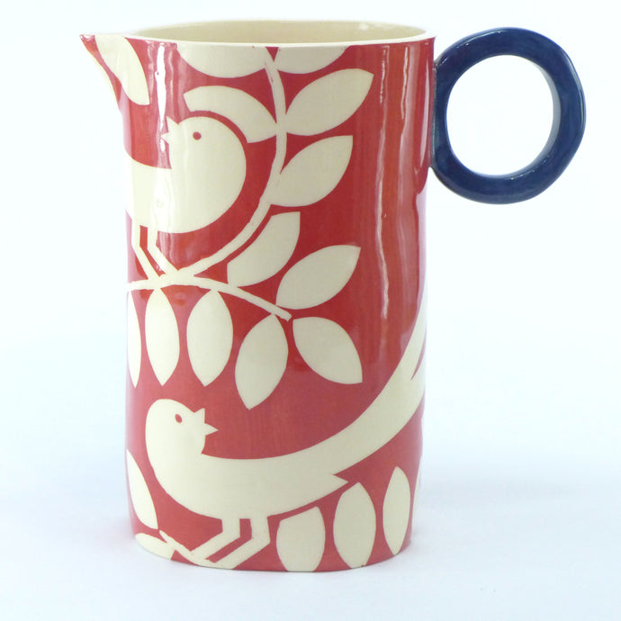 Dark red large oval ava bird jug