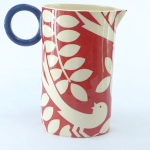 Dark red large oval ava bird jug