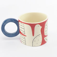 Load image into Gallery viewer, Dark red patchwork garden mug 1