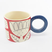 Load image into Gallery viewer, Dark red patchwork garden mug 2
