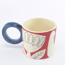Load image into Gallery viewer, Dark red patchwork garden mug 2