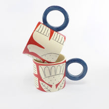 Load image into Gallery viewer, Dark red patchwork garden mug 2