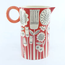 Load image into Gallery viewer, Dark red large oval patchwork garden jug