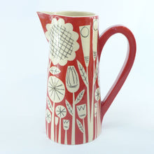 Load image into Gallery viewer, Dark red patchwork garden tapered jug