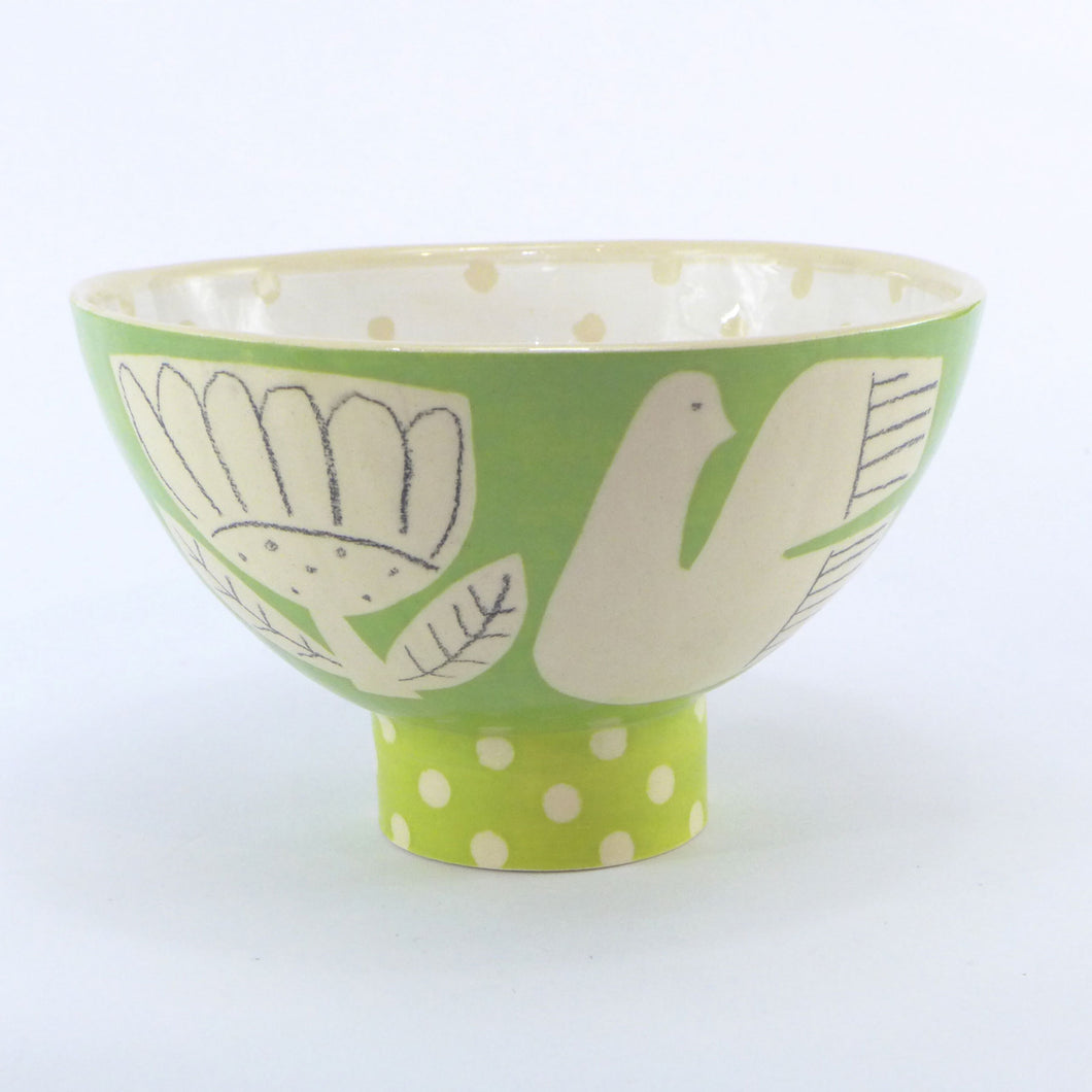 Green garden footed bowl