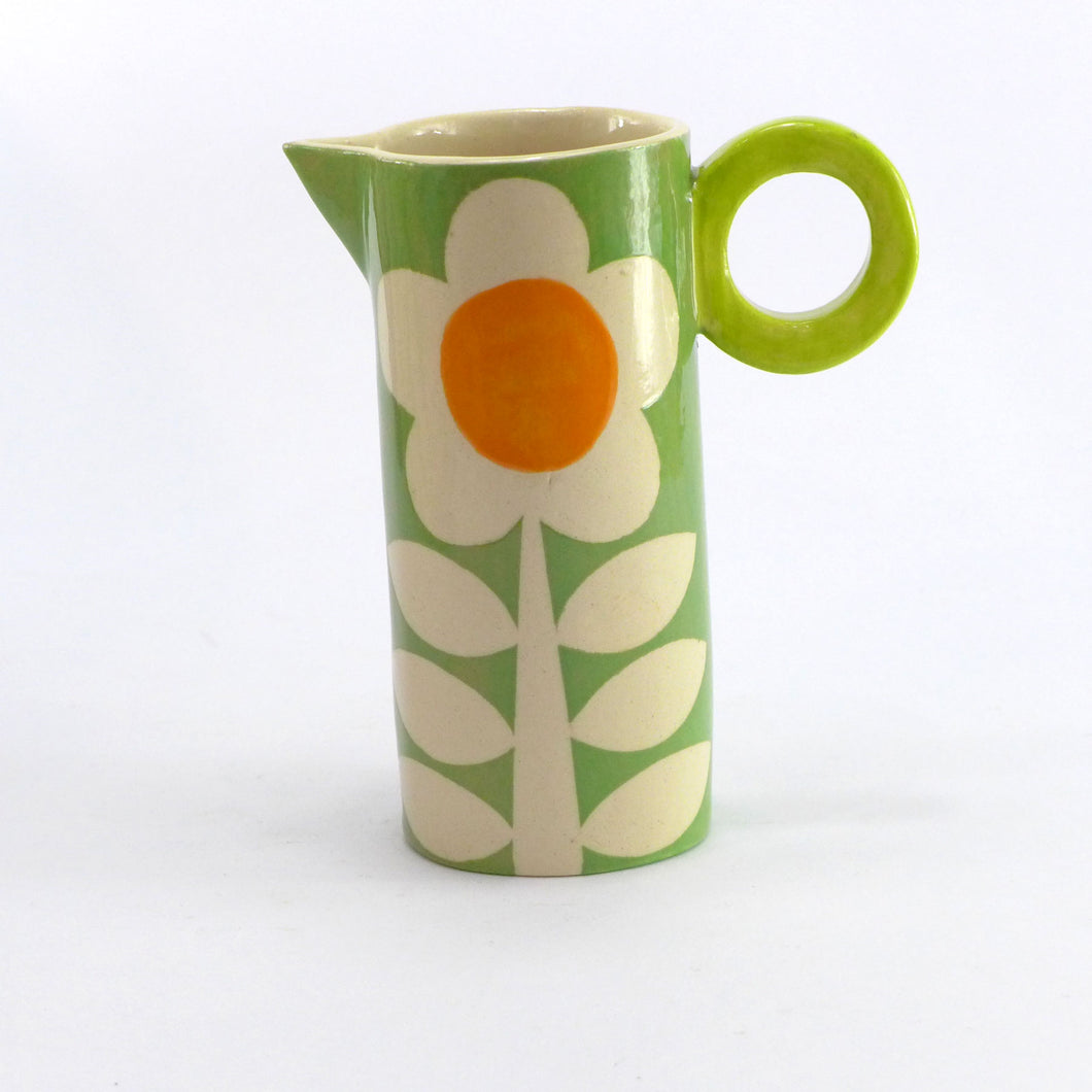 Green flower tall baby jug