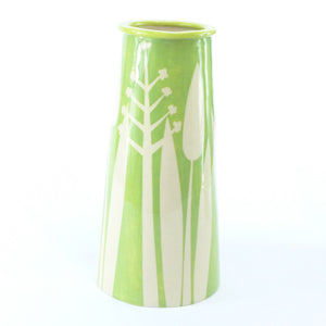 Green hedgerow cone vase