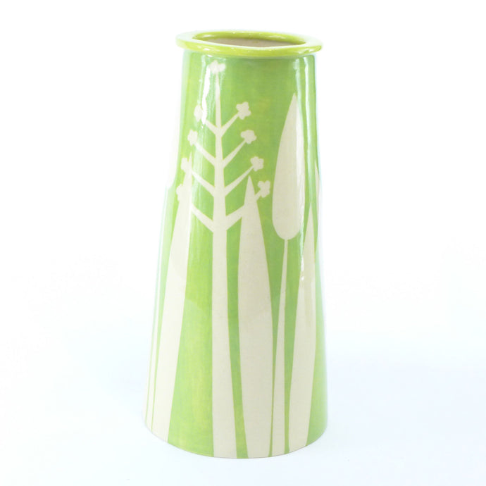 Green hedgerow cone vase