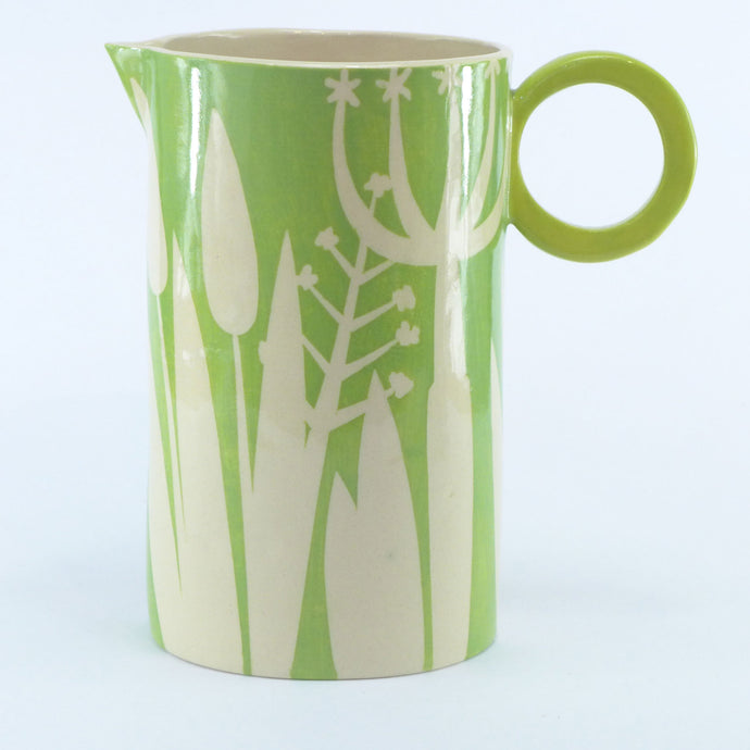 Green large oval hedgerow jug