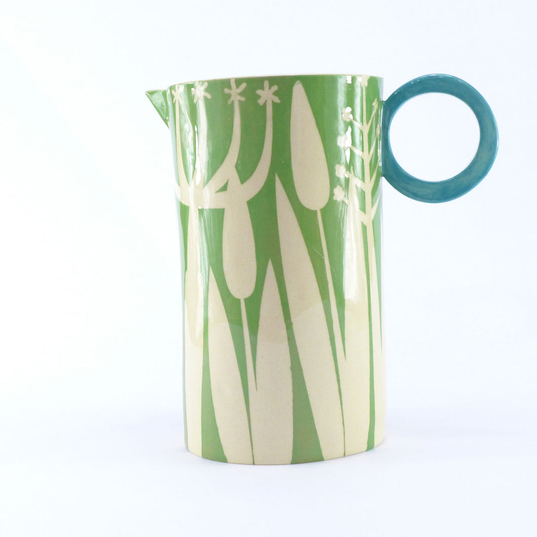 Green large oval hedgerow jug