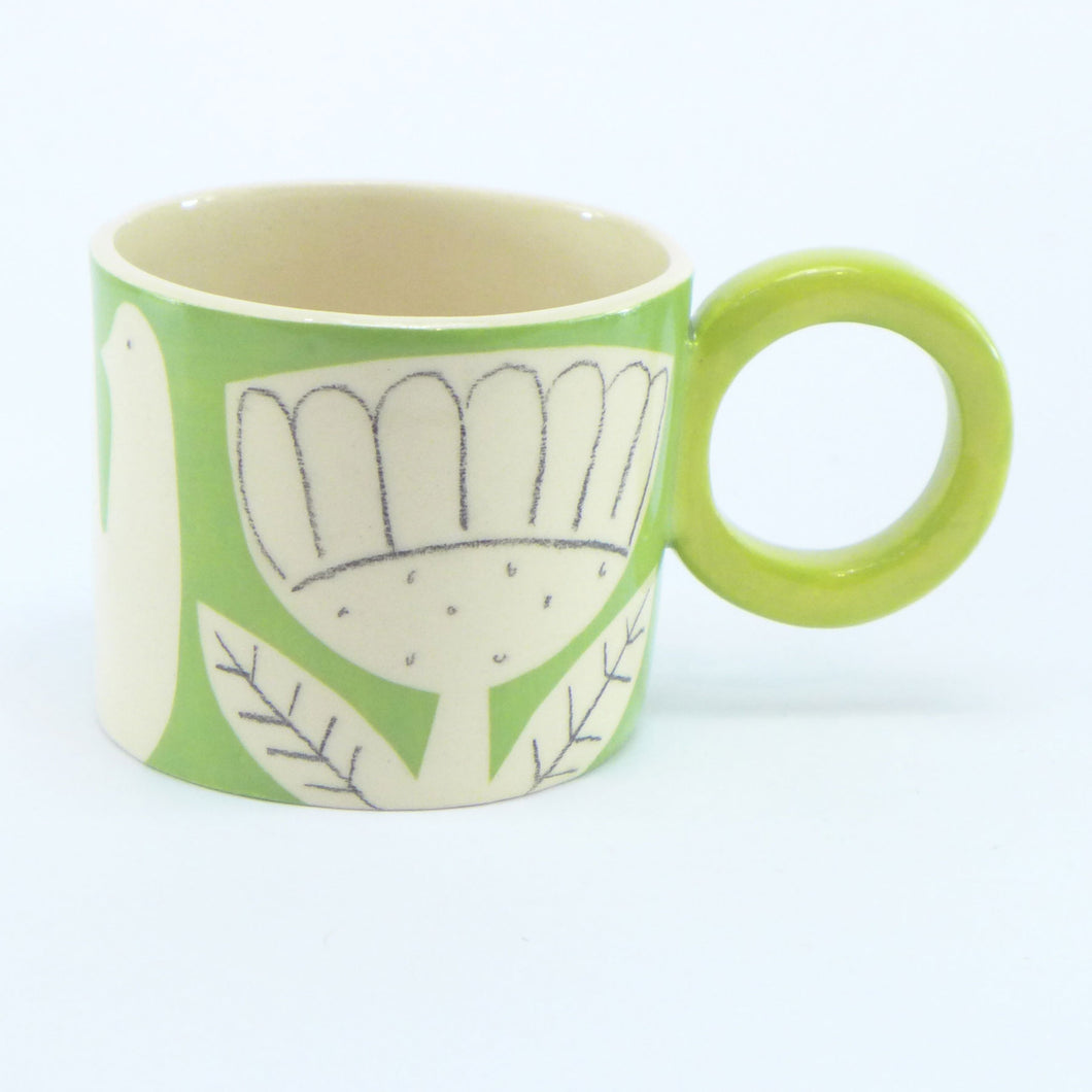 Green patchwork garden mug