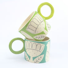 Load image into Gallery viewer, Turquoise patchwork garden mug