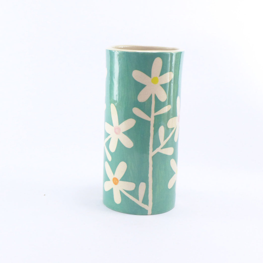 Jade daisy small cylinder vase
