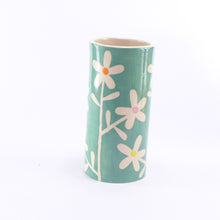 Load image into Gallery viewer, Jade daisy small cylinder vase