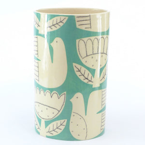 Jade patchwork bird oval vase