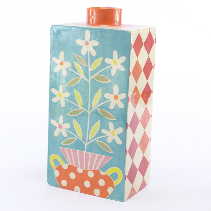 Tall rectangular bottle vase