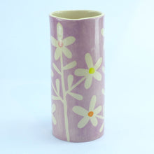 Load image into Gallery viewer, Lilac daisy small cylinder vase