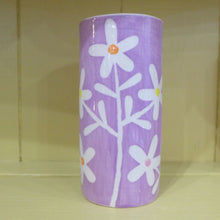 Load image into Gallery viewer, Lilac daisy small cylinder vase