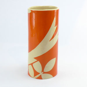 Orange ava bird small cylinder vase