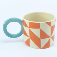 Load image into Gallery viewer, Orange geometric mug