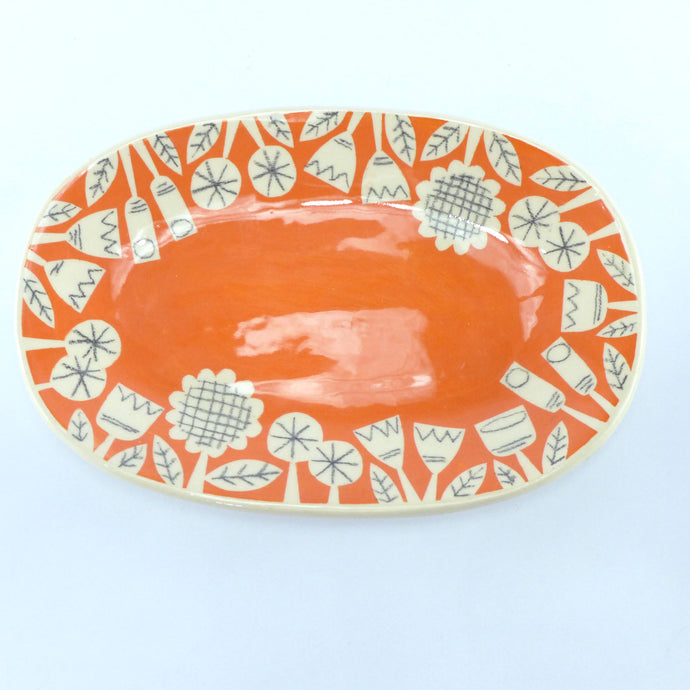 Orange scrapbook small oval plate